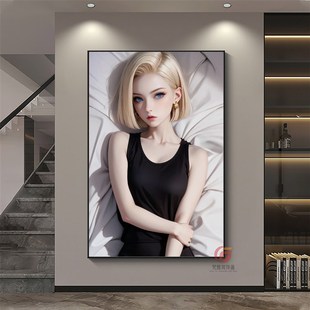 七龙珠悟空18号布尔玛装饰画电竞酒店美女男孩房间玄关挂画灯光画