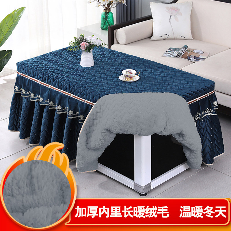 长方形电炉烤火桌子罩加厚长绒裙茶几壁纸烤火被取暖炉套高档冬季