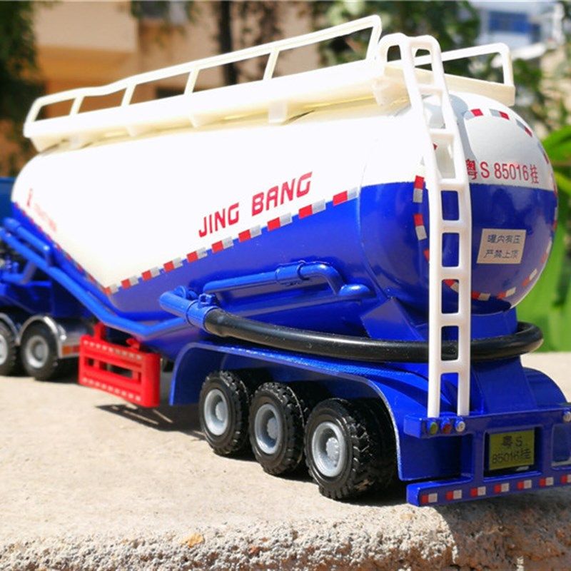 合金半挂槽罐车重型粉料玩具工程车大挂车化学物运输车金属滑行