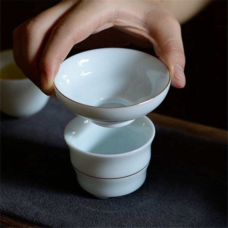 七色福 青瓷陶瓷茶具公道杯茶漏套装分茶器公杯分茶杯公道壶过滤