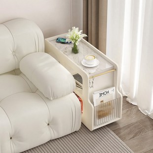 奶油风可移动沙发角几巴士边几30cm客厅推车茶几阳台迷你小茶台桌