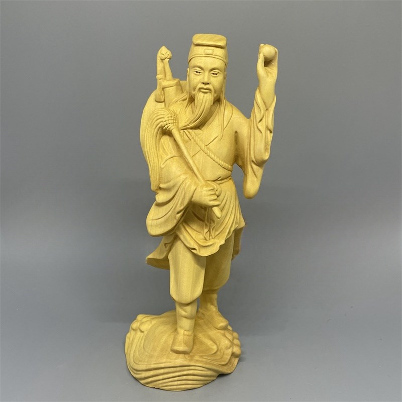 黄杨木雕刻吕洞宾人物雕像摆件八仙过海家居玄关装饰祝寿长辈送礼