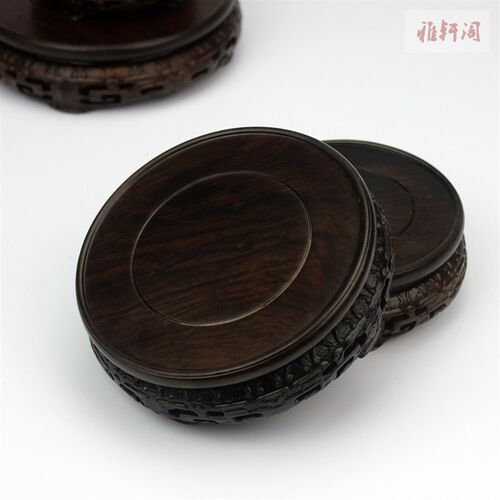 黑檀木圆形底座花瓶花盆景底座红木工艺品摆件文玩古董底座实木托