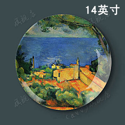 14英寸塞尚油画装饰画盘餐厅挂盘组合盘子墙饰摆件陶瓷盘工艺盘