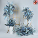 婚庆仿真排花拱门挂花雾霾蓝色绢花排婚礼舞台背景布置装 饰花艺