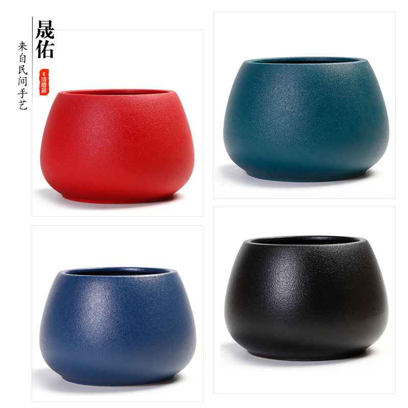 晟佑七彩陶瓷功夫茶具大号黑陶茶洗笔洗陶瓷茶具配件茶海水洗茶碗