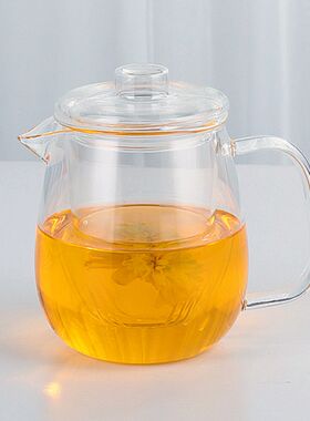 企鹅壶手工耐热玻璃三件花茶壶过滤内胆玻璃壶公道杯泡茶壶600ml