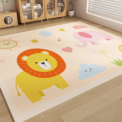 可爱动物儿童阅读区地毯卡通家用加厚可擦免洗防水防油客厅爬行垫