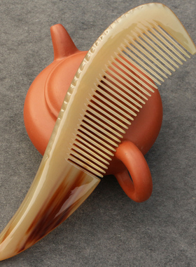 天然牦牛角梳子 防静电水牛角梳子 密齿直发按摩梳顺发便携牛角梳