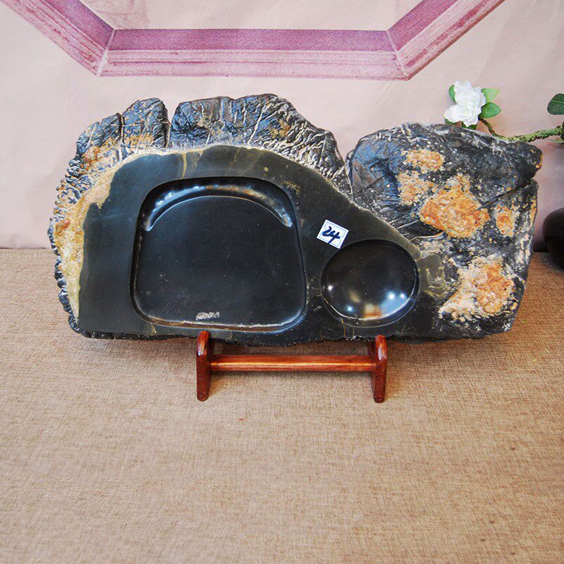 石韵书院天然原石砚台大型精品文房四宝书法专用磨墨灵璧石砚摆件