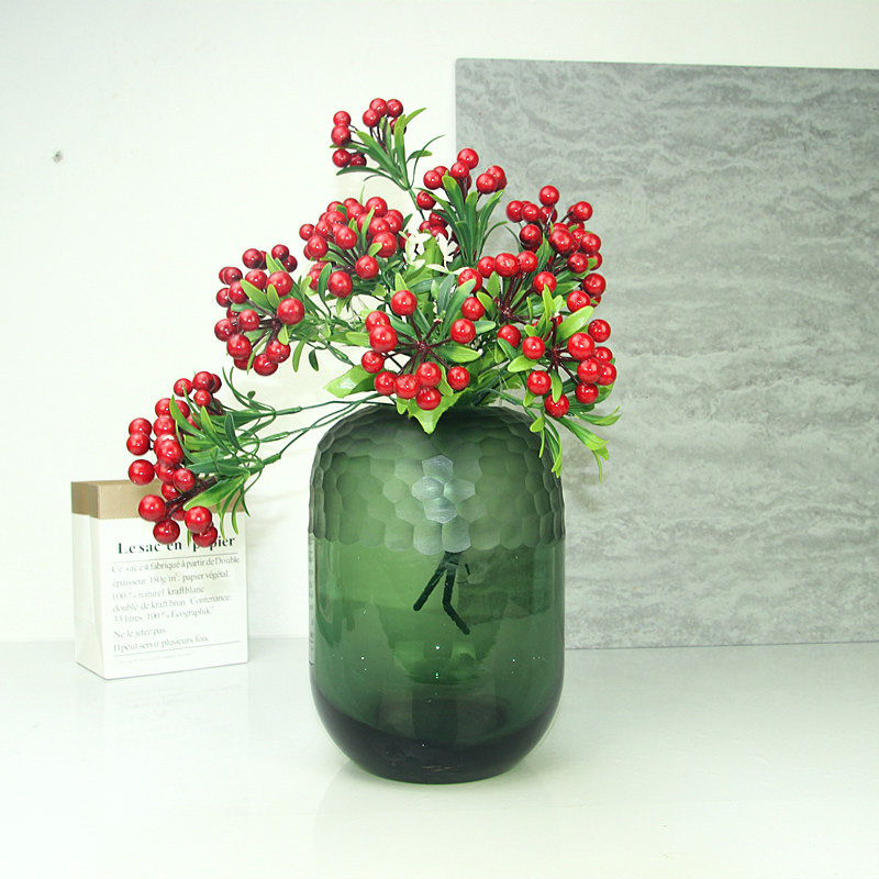 花瓶30cm高好运彩色摆件富贵竹水生百合玻璃工艺办公桌台面装饰品