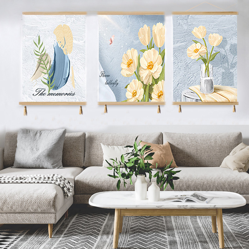 奶油风客厅装饰画清新花朵卧室床头沙发背景墙挂画民宿装饰遮挡画