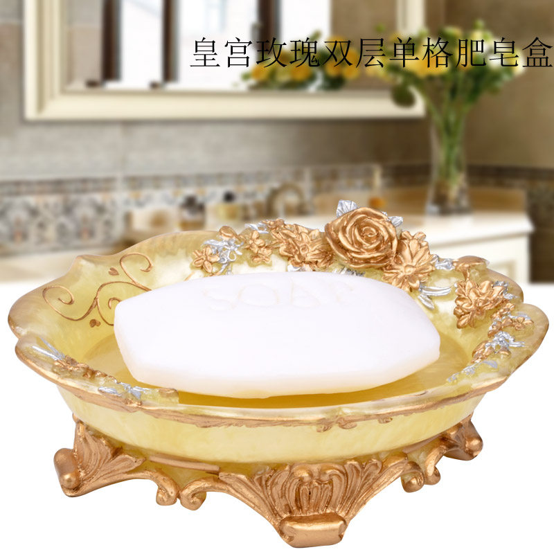 欧式树脂肥皂盒双层大号香皂盒沥水创意皂盘皂托卫生间复古肥皂盒