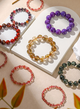 水晶手链高瓷项链吊坠紫色水晶单圈多圈手串直播5