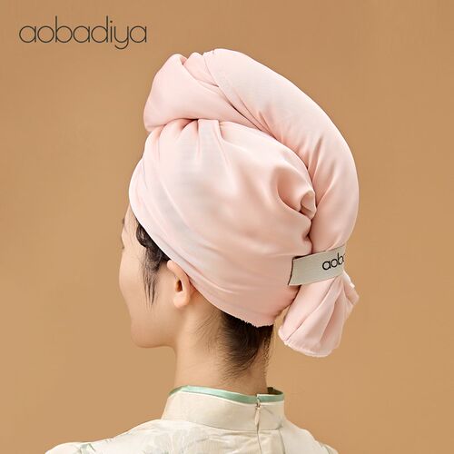 aobadiya丝绸缎面双层加厚加大干发帽超强吸水速干洗头毛巾速干帽