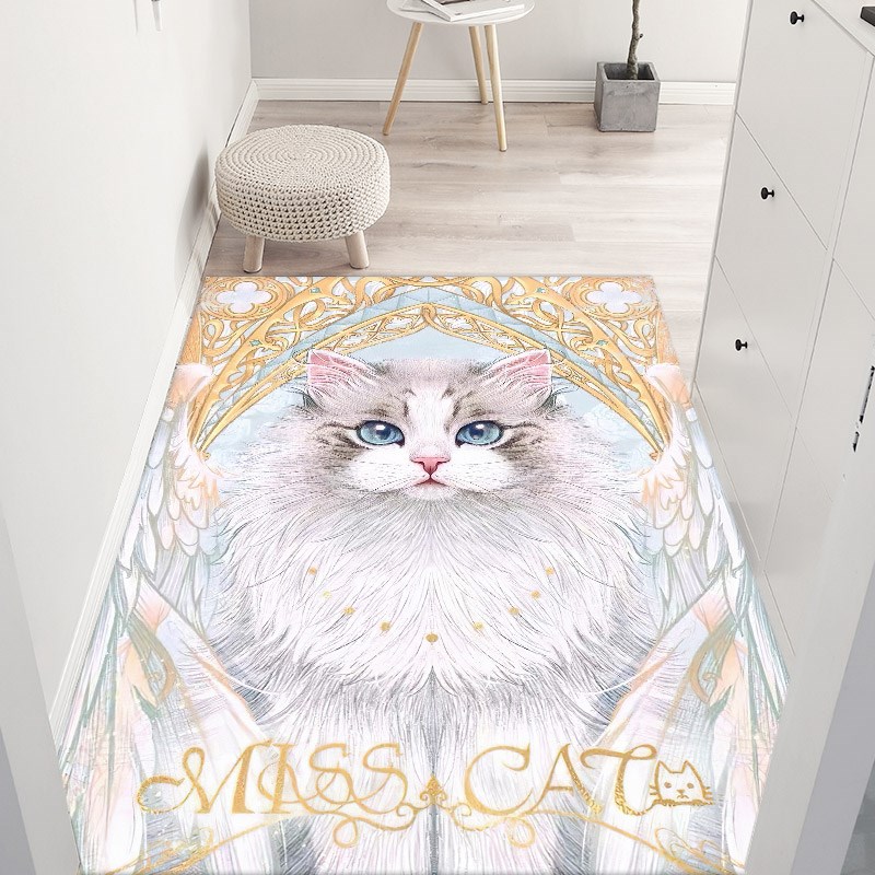 卡通布偶猫咪皮革防水防油可擦洗入户进门地垫客厅卧室垫可裁剪