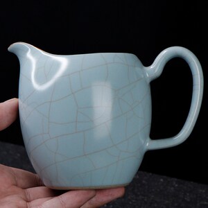 可养开片天青汝窑美人肩公道杯大号分茶器茶海家用功夫茶具陶瓷
