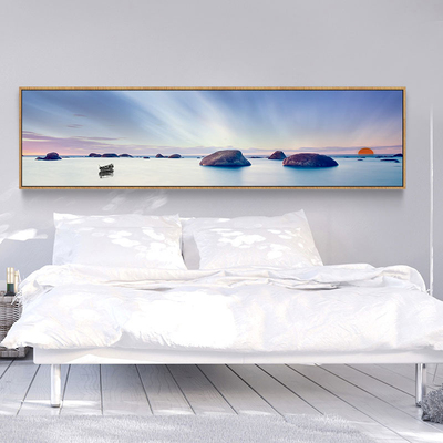 1446大海日出沙发背景墙装饰画现代客厅长条风景温馨海景卧室床头