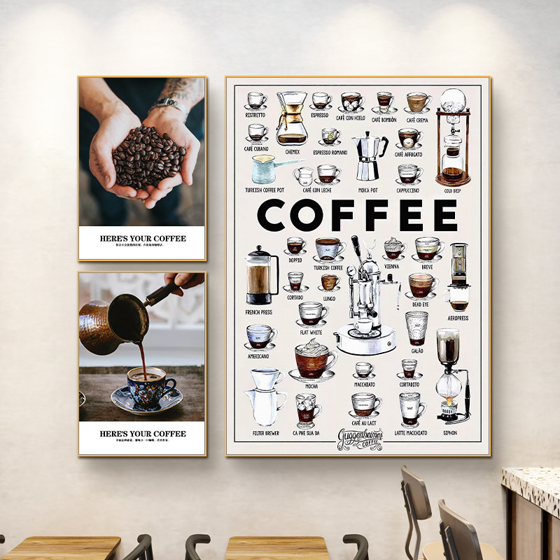 咖啡厅装饰画西餐厅咖啡豆风味轮文化墙面装饰创意海报奶茶店挂画,家居饰品,现代装饰画,淘宝优惠券,粉丝福利购,淘宝优惠卷