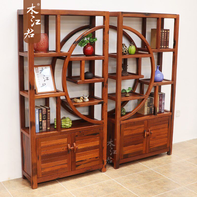木江君 老船木大团圆博古架中式实木架茶叶架子古董展示柜多宝阁