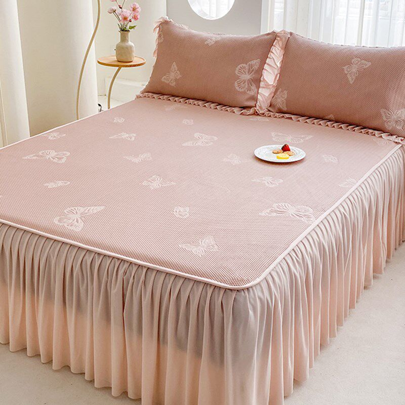 夏季凉感冰丝凉席三件套可机洗2025新款床裙床笠款一体席子空调席,床上用品,冰丝席,淘宝优惠券,粉丝福利购,淘宝优惠卷