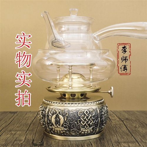新款潮汕灯空气灯煮茶炉活火茶灯纯黄铜复古茶炉潮汕功夫茶具整套