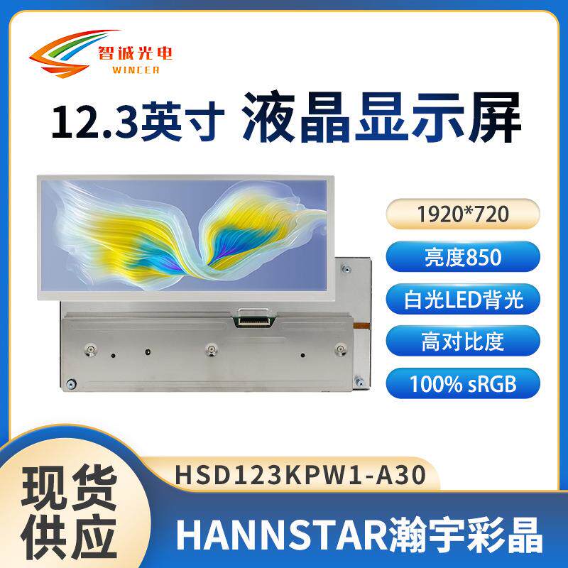 12.3寸液晶显示屏1920*720中控车载模组瀚彩液晶屏HSD123KPW1-A30