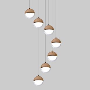 北欧简约别墅长分子球吊灯创意led楼梯间长吊灯多头餐厅吊灯