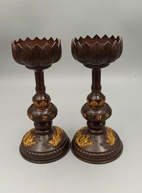 仿古铜龙凤呈祥烛台家用供奉祠堂佛前蜡烛台中式高脚香薰台摆件