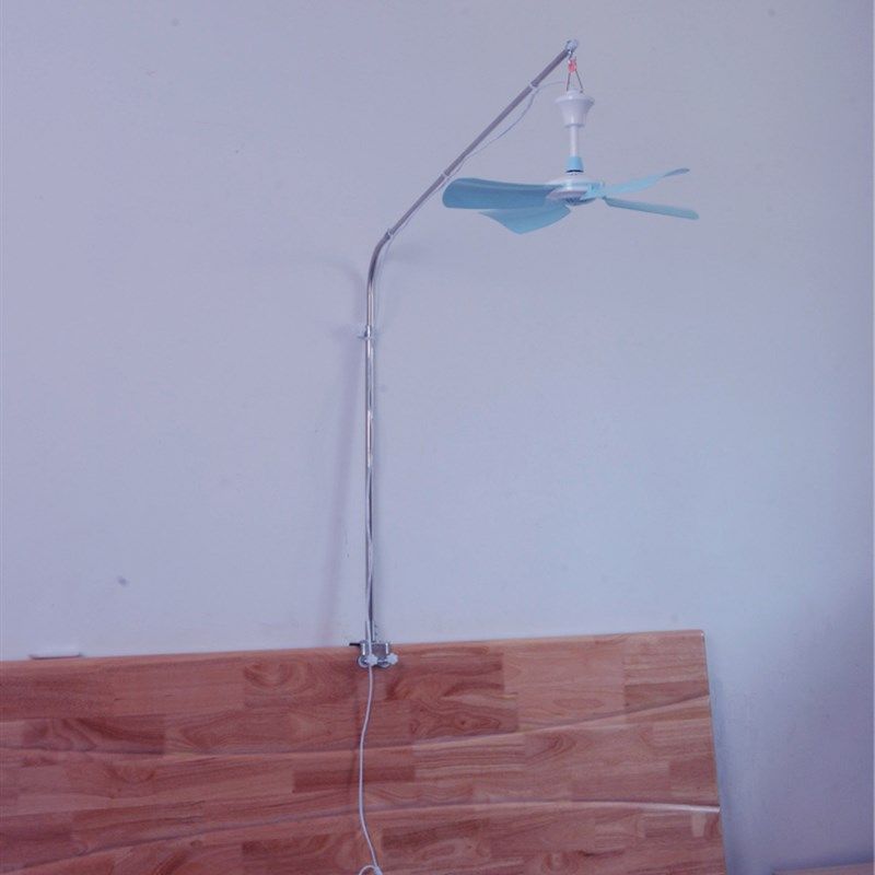 丝雨升级全不锈钢床头夹微风小吊扇支架伸缩折叠加长粗横杆2020