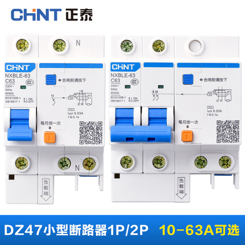 家用断路器1P2P63A 35A 40A20A16A 带漏电保护器空气开关漏保