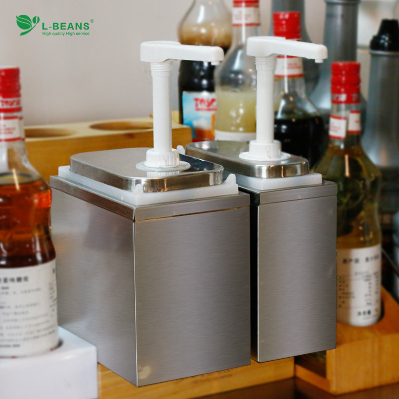 奶茶店糖浆瓶果汁压壶果酱泵手压式糖压壶塑料果糖机不锈钢酱汁泵