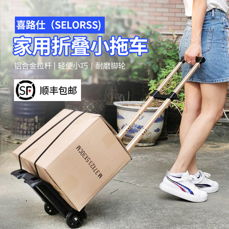 折叠购物拖车小推车二轮小拉车家用买菜手拉车可放进背包的迷你车,收纳整理,便携购物车,淘宝优惠券,粉丝福利购,淘宝优惠卷