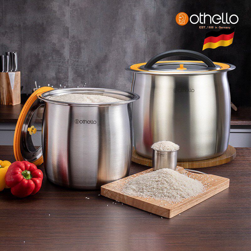 德国316米桶18/10不锈钢米缸12L/10kg防虫防潮面桶密封20斤储米箱