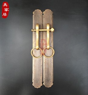 中式仿古大门直条拉手家具柜门五金铜配件古建筑装饰刻花门条把手