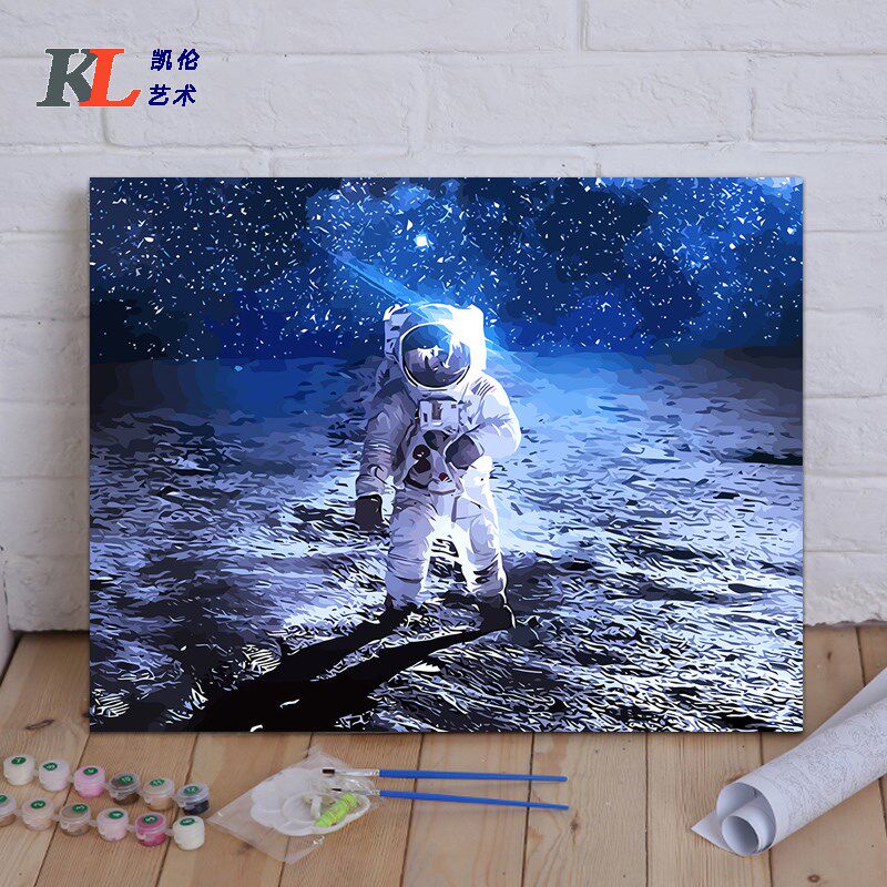 diy数字油画宇航员 宇宙星空万圣节银河系儿童填色丙烯减压装饰画