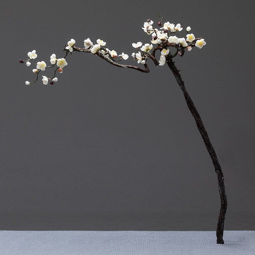 长枝红色腊梅干花傲骨仿真梅花家居客厅玄关装饰假花摄影婚庆道具