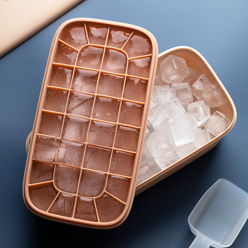 冰格模具冰块制硅胶格子带盖辅食密封速冻器威士忌冰盒家用储存盒