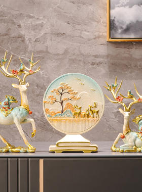 酒柜装饰品招财鹿摆件高档家居客厅玄关电视柜工艺品乔迁新居礼品