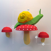 纸有艺术 饰品壁挂 雨后蜗牛在蘑菇上手工纸艺墙壁卡通可爱立体装