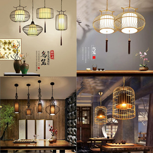 鸟笼灯中式 茶楼餐厅酒店灯笼吊灯工业风火锅店吧台饭店灯 创意个性