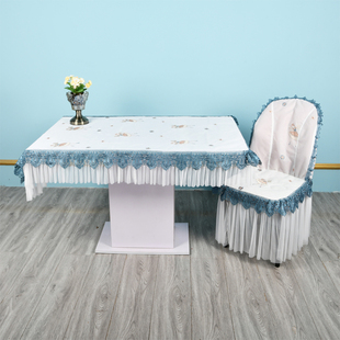 定制尺寸餐桌罩凳子套桌布布艺餐椅套椅垫套装靠背一体蕾丝餐椅套