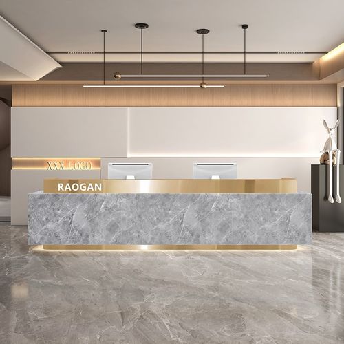 定做大理石公司酒店前台接待台商场简约现代售楼部吧台收银台柜台