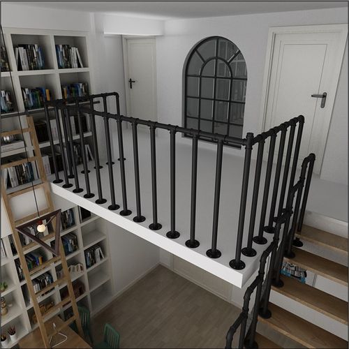 LOFT水管楼梯扶手简约现代阁楼围栏餐厅酒吧栏杆复古工业风护栏