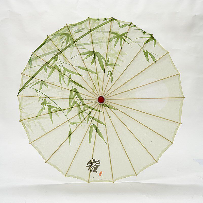 古风油纸伞绿竹荷花水墨演出复古吊顶装饰摄影古典舞蹈伞汉服道具