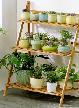 长70宽31/40/47高56/96/112cm花架木质多层阳台室外落地置物客厅