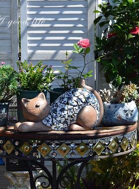 花园可爱中式小猫庭院装饰摆件花园户外阳台家居摆件幼儿园装饰