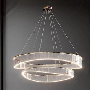 现代艺术装 样板间吊灯 饰吊灯设计师客厅餐厅卧室简约轻奢圆环形装