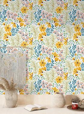 小清新绿植花叶柠檬自粘墙纸wallpaper卧室酒店装饰壁纸RW181-200