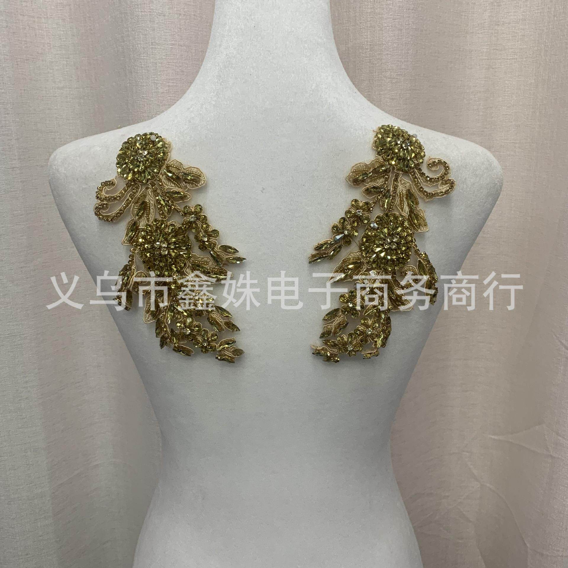 现货手工钉钻蕾丝对花 胸贴DIY辅料礼服婚纱服装配件